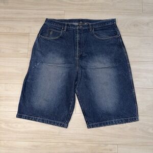 Vintage Rocawear Shorts Mens 42 Blue Wash Jeans Baggy Wide Leg Y2K Jorts Long 90